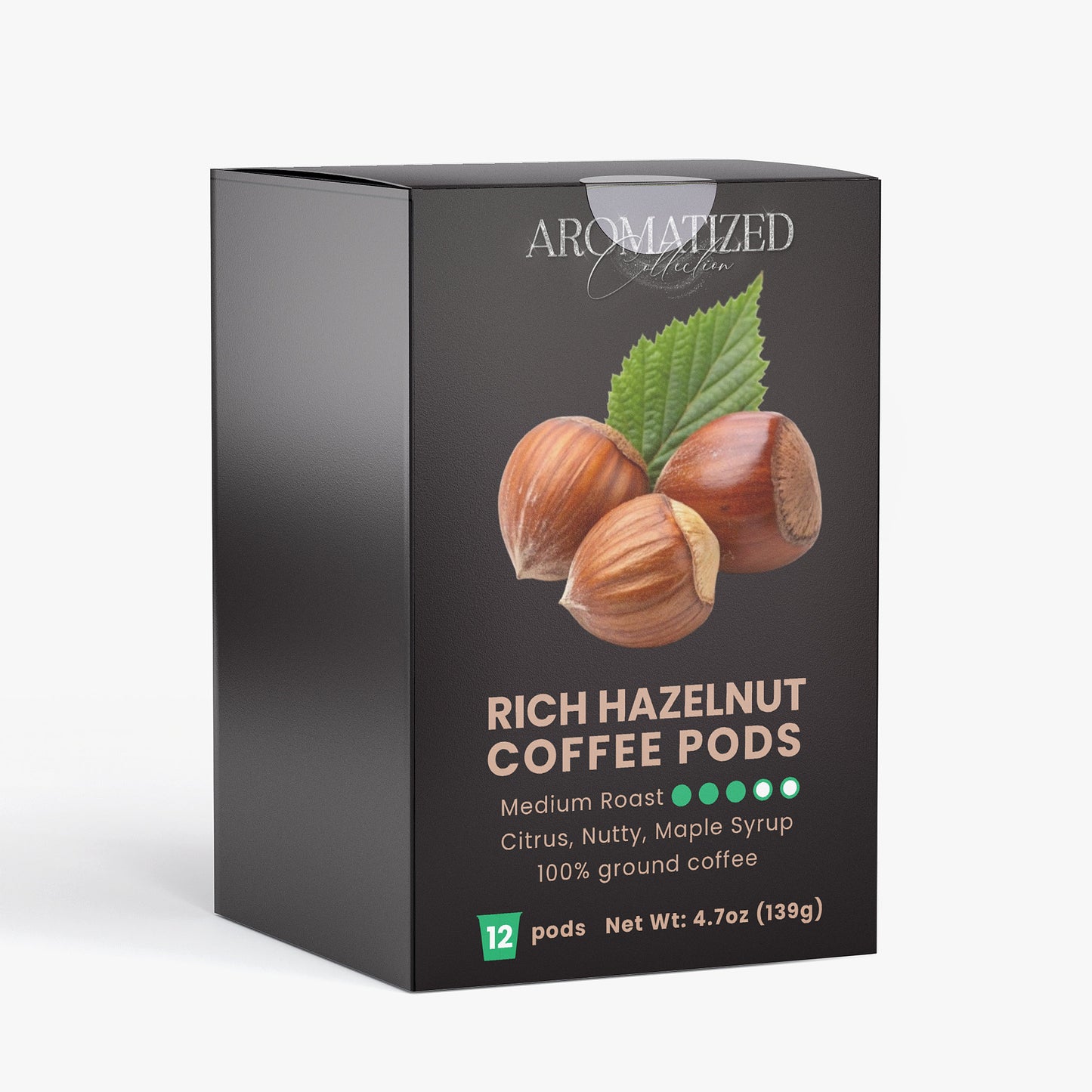 Rich Hazelnut Coffee Pods (Medium Roast) Citrus, Nutty, Maple Syrup Flavor