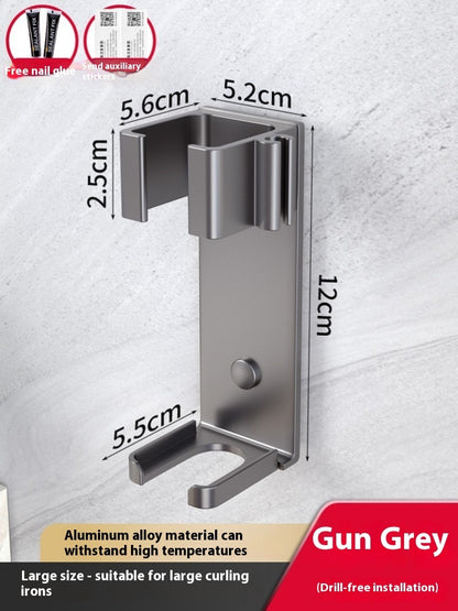 Punch-free Bathroom Electric Hair Straightener Rack Alumimum Hot Plate Bracket Hair Curler Rack