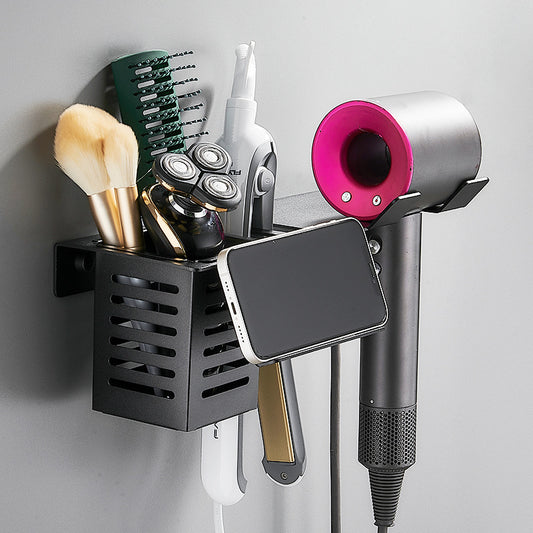 Hair Dryer Holder Wall Hanging Bathroom Curling Iron Hair Straightener Storage Rack