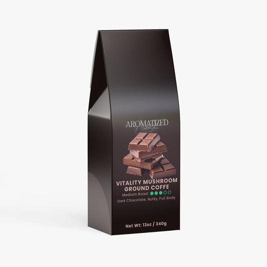 Vitality Mushroom Coffee (Medium Roast) Dark Chocolate, Nutty, Full Body Flavor
