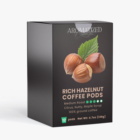 Rich Hazelnut Coffee Pods (Medium Roast) Citrus, Nutty, Maple Syrup Flavor