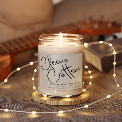 Clean Cotton Scented Soy Candle, Relaxing Home Decor, Natural Aromatherapy, Gift for Her, Cozy Atmosphere, Eco-Friendly Home Fragrance