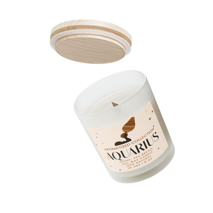 Aquarius Sea Minerals Candle | Frosted Glass Candle for Home Decor, Aromatherapy Gift, Zodiac Gift, 11oz Soy Wax, Unique Home Fragrance