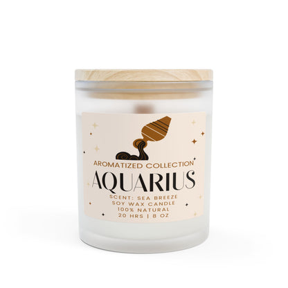 Aquarius Sea Minerals Candle | Frosted Glass Candle for Home Decor, Aromatherapy Gift, Zodiac Gift, 11oz Soy Wax, Unique Home Fragrance