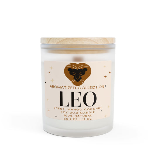 Leo Zodiac Candle, Mango Coconut Scented Soy Candle, Astrology Gift, Natural Wax Candle, Home Décor, Relaxation Candle