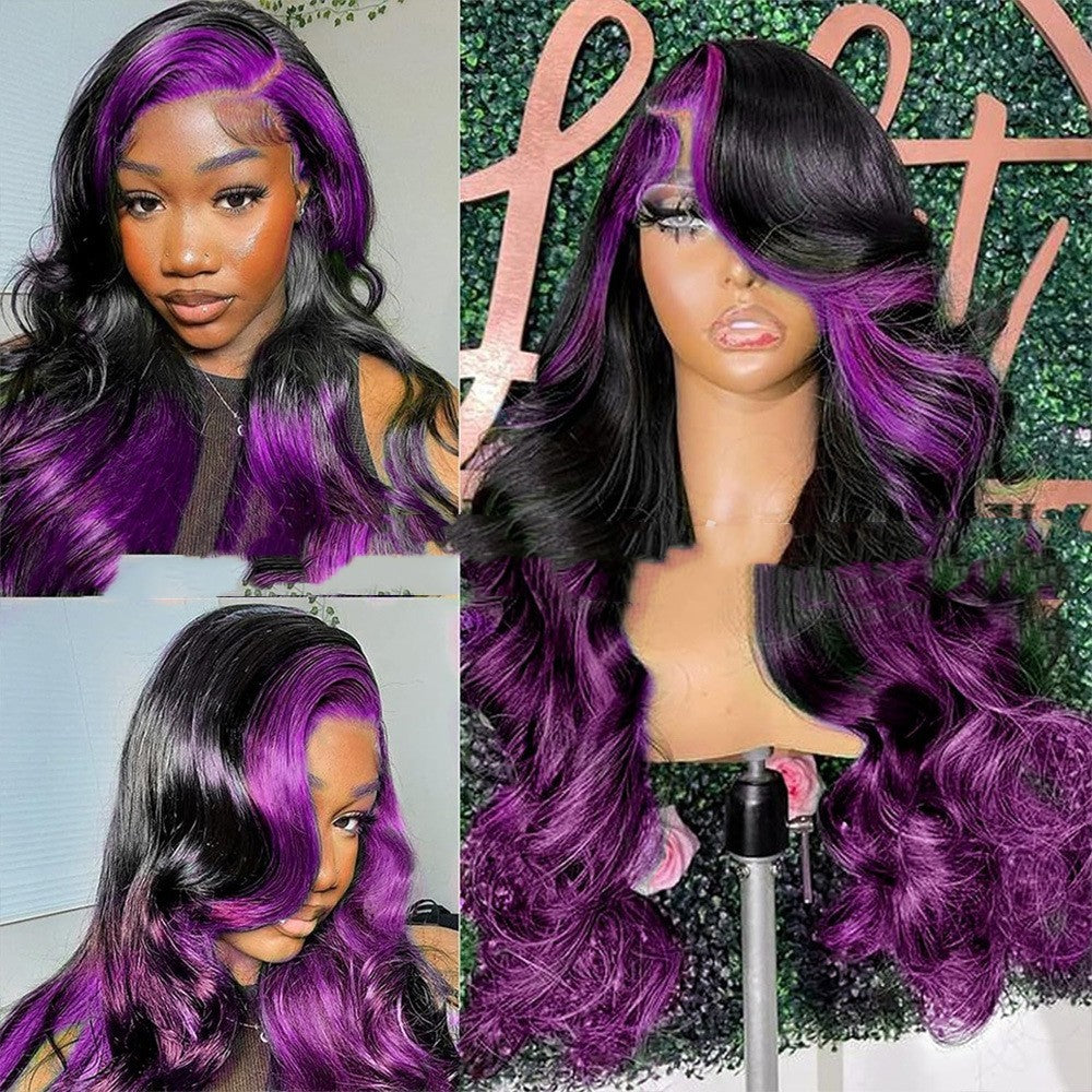Gradient Purple Headgear Front Lace Real Human Hair