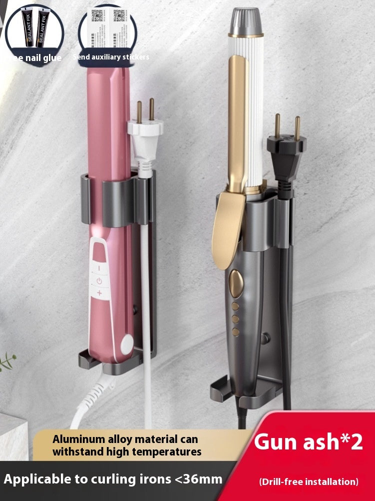 Punch-free Bathroom Electric Hair Straightener Rack Alumimum Hot Plate Bracket Hair Curler Rack