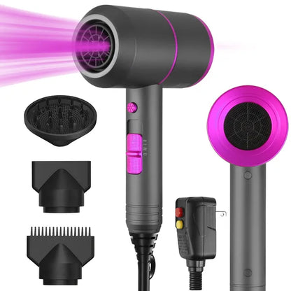 1800W Hair Dryer Portable Compact Hair Blow Dryer With Cool/Warm/Hot Wind With Diffuser Concentrator/Comb Nozzle ALCI Plug Overheat Protection For Women Man Straight Curly Hair