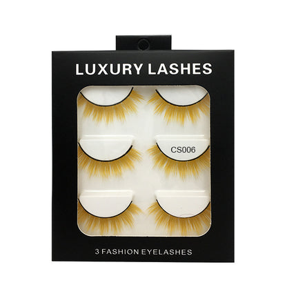 High-grade Color False Eyelashes Three-dimensional Thick Thickened Eyelash Cross Natural