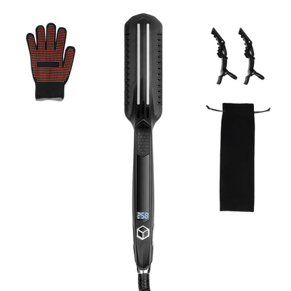 VEVOR Hair Straightener, Titanium Flat Iron, Dual Infrared Hair Straightener Flat Iron With LCD Display And 19 Temp Levels , Dual Voltage 110V 240V For Salon Home Travel Use