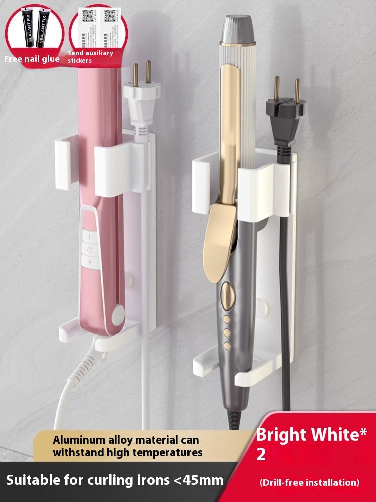Punch-free Bathroom Electric Hair Straightener Rack Alumimum Hot Plate Bracket Hair Curler Rack