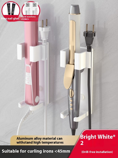 Punch-free Bathroom Electric Hair Straightener Rack Alumimum Hot Plate Bracket Hair Curler Rack