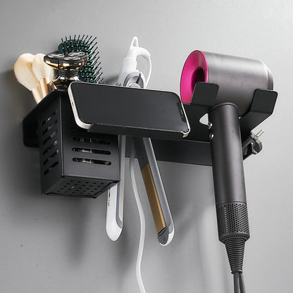 Hair Dryer Holder Wall Hanging Bathroom Curling Iron Hair Straightener Storage Rack
