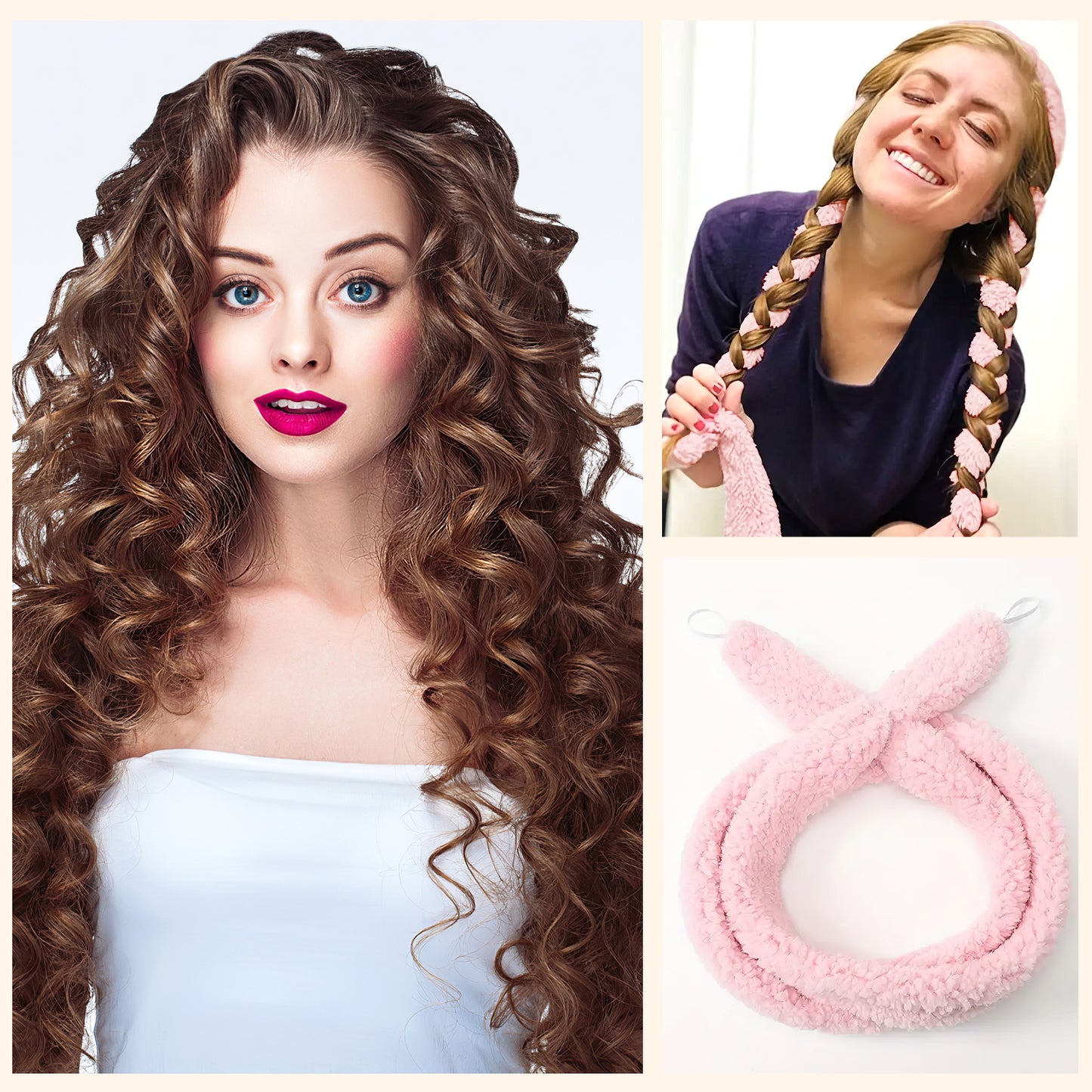 Satin Heatless Hair Curler, Lazy Natural Soft Wave DIY Heatless Curls For Sleep In Overnight, For All Hair Types