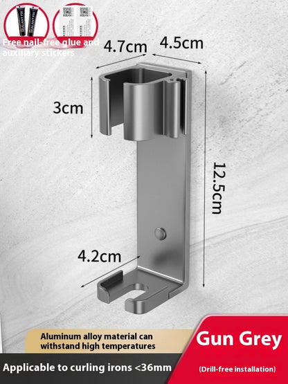 Punch-free Bathroom Electric Hair Straightener Rack Alumimum Hot Plate Bracket Hair Curler Rack