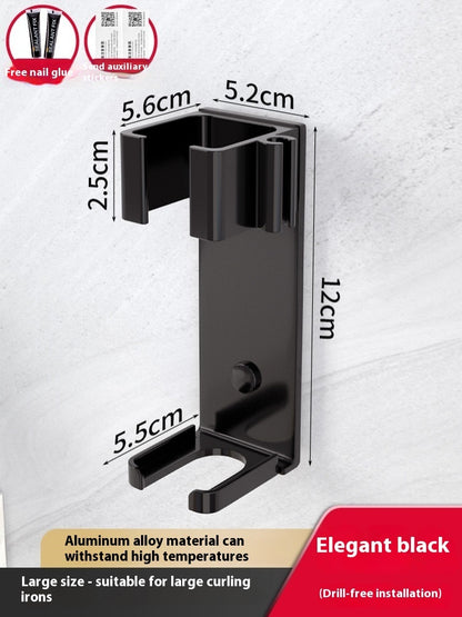 Punch-free Bathroom Electric Hair Straightener Rack Alumimum Hot Plate Bracket Hair Curler Rack