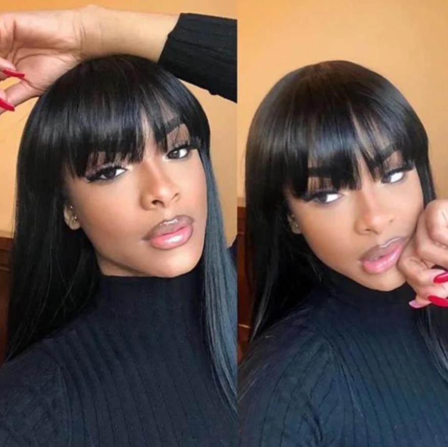 Natural Long Straight Hair Fashion Natural Bangs Net Red Medium Long Hair