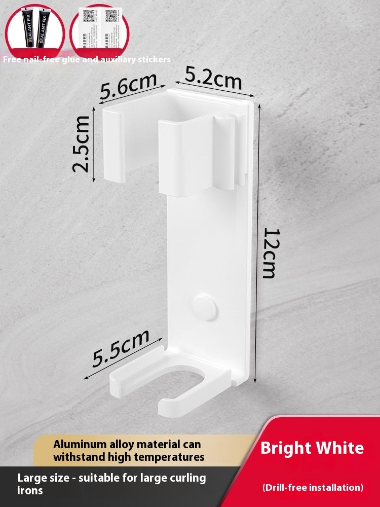 Punch-free Bathroom Electric Hair Straightener Rack Alumimum Hot Plate Bracket Hair Curler Rack