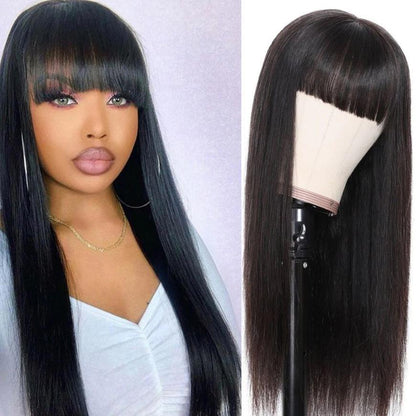 Natural Long Straight Hair Fashion Natural Bangs Net Red Medium Long Hair